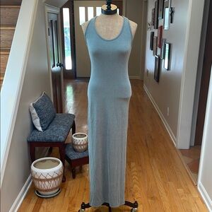 Elegant Green/Black Striped Razorback Sleeveless Maxi Dress